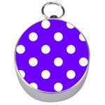 Polka Dots - White on Indigo Violet Silver Compass