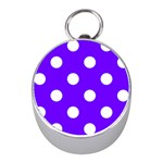 Polka Dots - White on Indigo Violet Silver Compass (Mini)