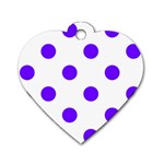 Polka Dots - Indigo Violet on White Dog Tag Heart (One Side)