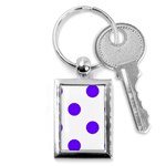 Polka Dots - Indigo Violet on White Key Chain (Rectangle)