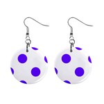 Polka Dots - Indigo Violet on White 1  Button Earrings