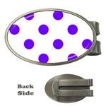 Polka Dots - Indigo Violet on White Money Clip (Oval)