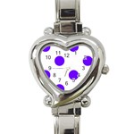 Polka Dots - Indigo Violet on White Heart Italian Charm Watch