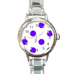 Polka Dots - Indigo Violet on White Round Italian Charm Watch