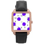 Polka Dots - Indigo Violet on White Rose Gold Leather Watch