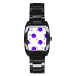 Polka Dots - Indigo Violet on White Stainless Steel Barrel Watch