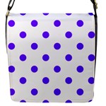 Polka Dots - Indigo Violet on White Flap Closure Messenger Bag (S)