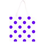 Polka Dots - Indigo Violet on White Grocery Light Tote Bag
