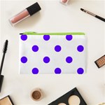 Polka Dots - Indigo Violet on White Canvas Cosmetic Bag (XS)