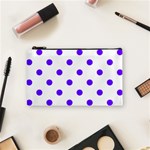 Polka Dots - Indigo Violet on White Cosmetic Bag (S)