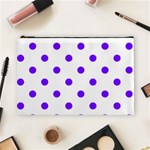 Polka Dots - Indigo Violet on White Cosmetic Bag (L)
