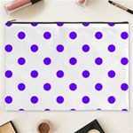 Polka Dots - Indigo Violet on White Cosmetic Bag (XXXL)