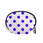 Polka Dots - Indigo Violet on White Accessory Pouch (Small)