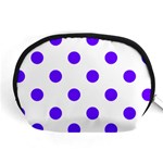 Polka Dots - Indigo Violet on White Accessory Pouch (Medium)