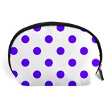 Polka Dots - Indigo Violet on White Accessory Pouch (Large)