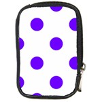Polka Dots - Indigo Violet on White Compact Camera Leather Case