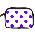 Polka Dots - Indigo Violet on White Digital Camera Leather Case