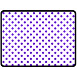 Polka Dots - Indigo Violet on White Fleece Blanket (Large) (One Side)
