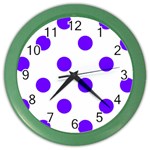 Polka Dots - Indigo Violet on White Color Wall Clock