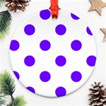 Polka Dots - Indigo Violet on White Round Ornament (Two Sides)
