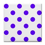 Polka Dots - Indigo Violet on White Tile Coaster