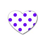 Polka Dots - Indigo Violet on White Heart Coaster (4 pack)