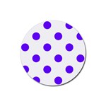 Polka Dots - Indigo Violet on White Rubber Coaster (Round)
