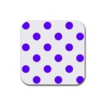 Polka Dots - Indigo Violet on White Rubber Coaster (Square)