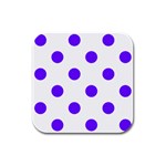 Polka Dots - Indigo Violet on White Rubber Square Coaster (4 pack)