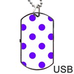 Polka Dots - Indigo Violet on White Dog Tag USB Flash (Two Sides)
