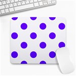 Polka Dots - Indigo Violet on White Large Mousepad