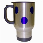 Polka Dots - Indigo Violet on White Travel Mug (Silver Gray)