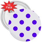 Polka Dots - Indigo Violet on White 3  Button (10 pack)