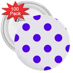 Polka Dots - Indigo Violet on White 3  Button (100 pack)