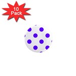 Polka Dots - Indigo Violet on White 1  Mini Magnet (10 pack)