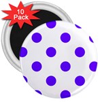 Polka Dots - Indigo Violet on White 3  Magnet (10 pack)