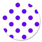 Polka Dots - Indigo Violet on White Magnet 5  (Round)