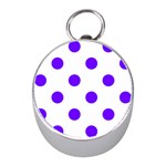 Polka Dots - Indigo Violet on White Silver Compass (Mini)
