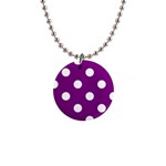 Polka Dots - White on Purple Violet 1  Button Necklace