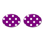 Polka Dots - White on Purple Violet Cufflinks (Oval)