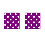 Polka Dots - White on Purple Violet Cufflinks (Square)