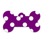 Polka Dots - White on Purple Violet Dog Tag Bone (Two Sides)