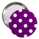 Polka Dots - White on Purple Violet 3  Handbag Mirror