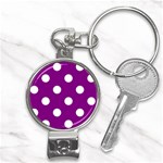 Polka Dots - White on Purple Violet Nail Clippers Key Chain