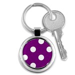 Polka Dots - White on Purple Violet Key Chain (Round)