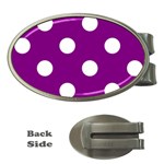 Polka Dots - White on Purple Violet Money Clip (Oval)