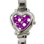 Polka Dots - White on Purple Violet Heart Italian Charm Watch