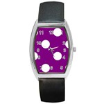 Polka Dots - White on Purple Violet Barrel Style Metal Watch