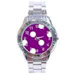 Polka Dots - White on Purple Violet Stainless Steel Analogue Watch
