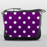 Polka Dots - White on Purple Violet Messenger Bag